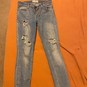 Free People Ripped Skinny Faded Jeans